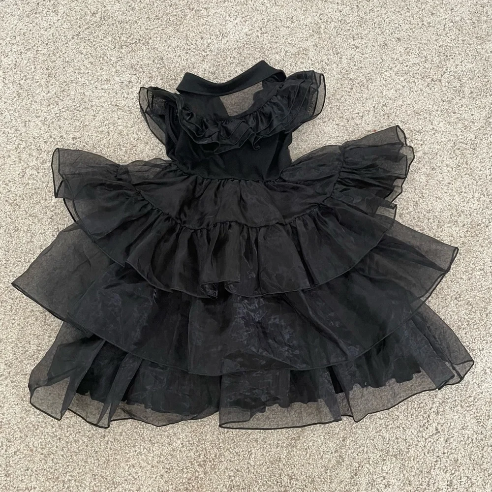 Black Layered Tulle Kids Party Dress
